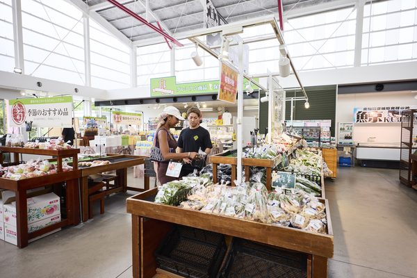 道の駅で地元の野菜を選ぶ